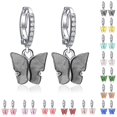 thumbnail image 2 of Women Butterfly Earrings Rhinestone Copper Pierced Earrings Dangle Earrings, 2 of 10