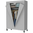 thumbnail image 1 of JS HOME Heavy Duty Garment Rack, Free-Standing Rolling Clothes Rack with Fitted Grey Oxford Cover, Extra Large Wardrobe Storage Rack/Organizer, 1 of 4