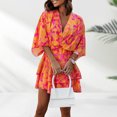 thumbnail image 1 of Vestido Vestido de fiesta en la playa para mujer, manga de murciélago, estampado floral, atuendo diario (naranja M) Cgtredaw Naranja T M para Mujer, 1 of 7