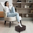 thumbnail image 4 of Small Foot Stool Ottoman Footstool with Legs Under Desk Footrest for Living Room Bedroom and Office, Dark Brown, 4 of 14
