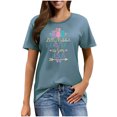 thumbnail image 1 of Mujeres Manga Corta de Verano Tops Pascua Impresa Cuello Redondo, Blusa de Moda Casual para la Primavera, 1 of 5