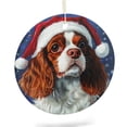 thumbnail image 2 of Happy Holidays Cavalier King Charles Spaniel Dog Ceramic Ornament Gifts for Dog Lover Keepsake Sign Plaque Round Keepsake Ornament Gifts for Women Men, 2 of 7