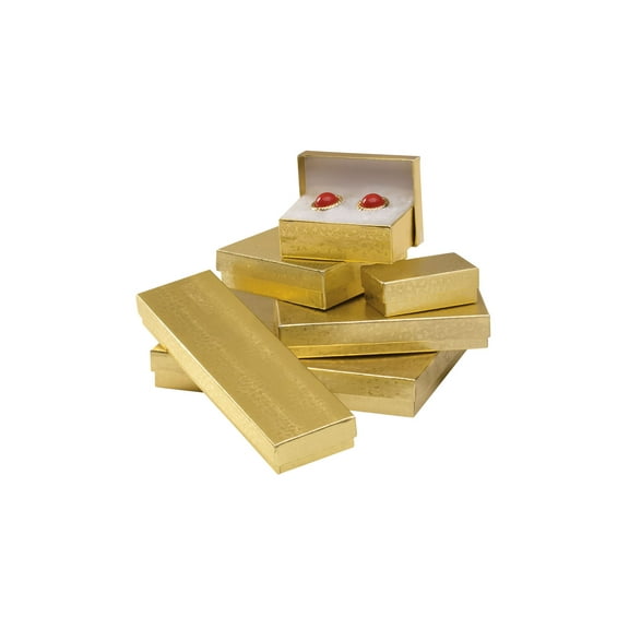 Gold Embossed Cotton-Filled Jewelry Box Assortment - Includes 6 Sizes - Case of 75