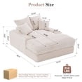 thumbnail image 5 of Oversized Chaise Lounge Sofa Bed, UHOMEPRO Corduroy Lounge Chair Indoor with Washable Pillows for Adult, No Assembly Required, Beige, 5 of 11