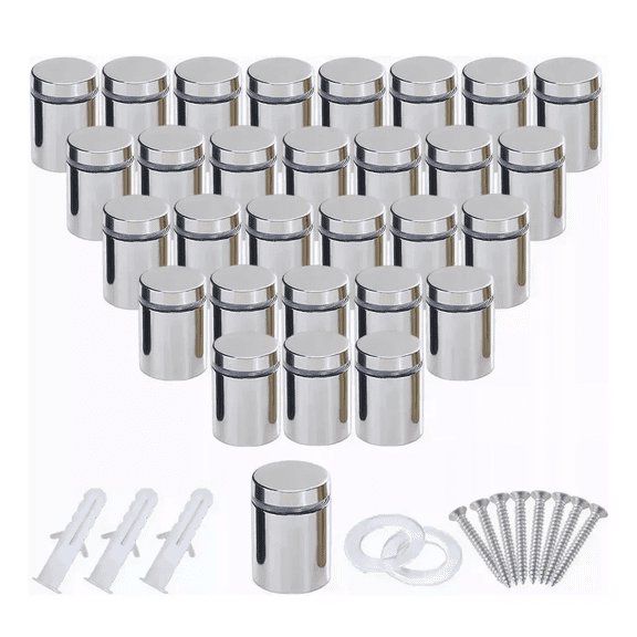 Chapetones De 19x25mm Para Montaje De Herrajes Vidrio,30 Pzs PLATA