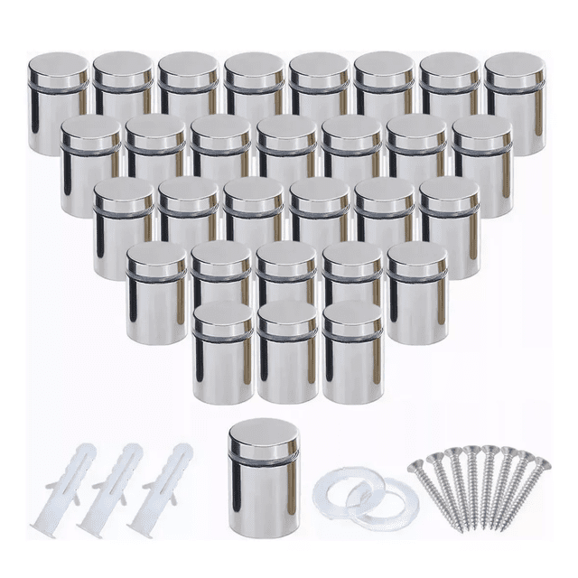 Chapetones De 19x25mm Para Montaje De Herrajes Vidrio,30 Pzs PLATA