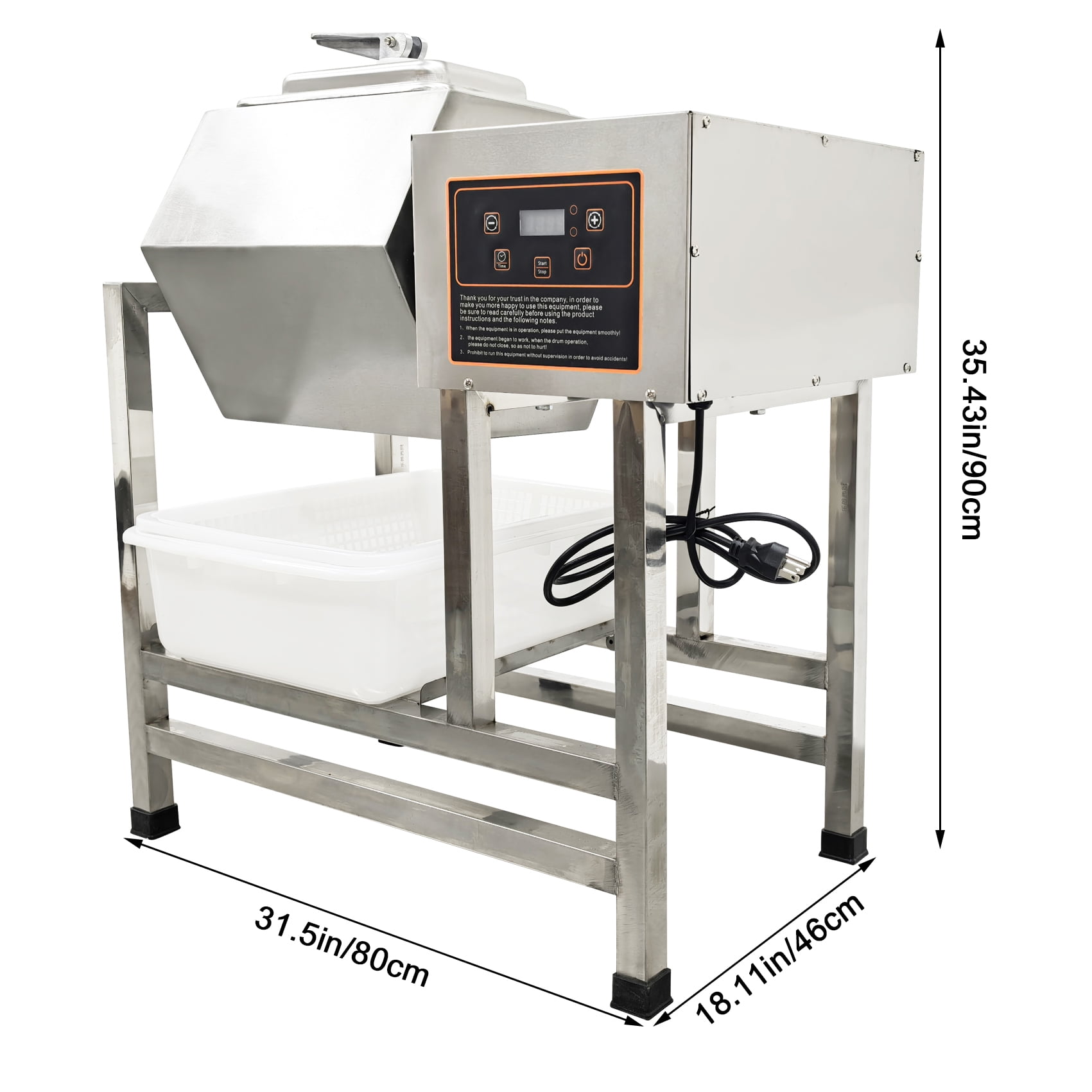 Rotatable Commercial Marinating Machine Hexagonal Stainless Steel Meat Vegetable Tumbler Marinator