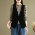 thumbnail image 4 of JGGSPWM Women's Corduroy V Neck Vest Casual Button Down Sleeveless Gilet Jacket with Pockets Black L, 4 of 7