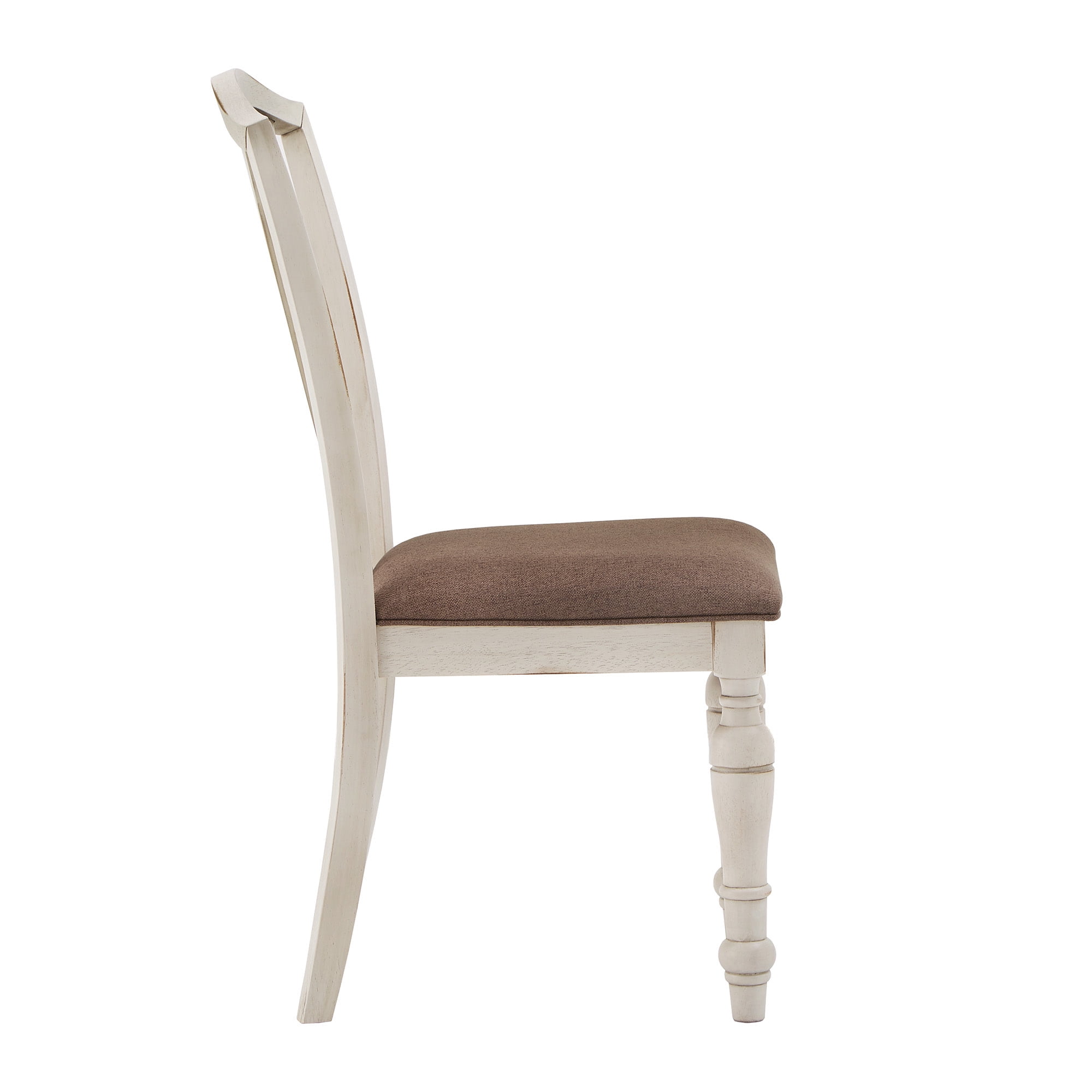 Weston Home Gueret Slat Back Solid Wood Dining Chairs, Set of 2, Dark Brown/Antique White