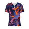 thumbnail image 4 of Fiudx Camisas para Mujer Camiseta de Manga Corta con Cuello En V y Estampado Informal para Mujer, Jersey con Botones, Camiseta de Manga Cruzada de Verano, 4 of 5