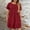 Wine, variant on Plus Size Summer Dresses Sevevn Fashion Women's Plus Size Casual Solid Short Sleeved Round Neck Dress