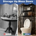 thumbnail image 5 of Over The Toilet Storage Rack 3 Tier Carbon Steel Bathroom Organizer Freestanding Space Saving Shelf with Toilet Paper Holder and 4 Hooks 64 Inch Tall Black, 5 of 10