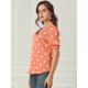 thumbnail image 4 of Allegra K Blusa Cuello V Estampado De Lunares Botón Abajo Camisa De Manga Abullonada Para Mujeres Naranja S, 4 of 6
