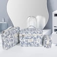 thumbnail image 6 of Soda Candy Makeup Bag Large Quilted Cosmetic Bag Floral Make up Bag for Women Cute Cotton Makeup Bag Set Travel Toiletry Organizer Bag, Blue, 6 of 7