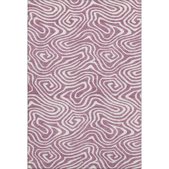 Addison Rugs Mayfield Premium Machine Washable Transitional Swirls Plum Rectangle Rug, 5' x 7'6"