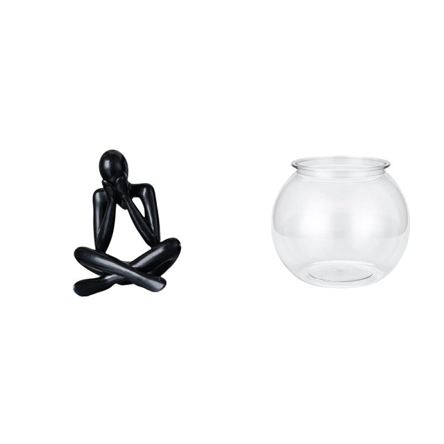Figura decorativa de escritorio con forma de pecera, escultura abstracta, hecha de material PP liso. Ideal para la oficina, el hogar, la sala de estar