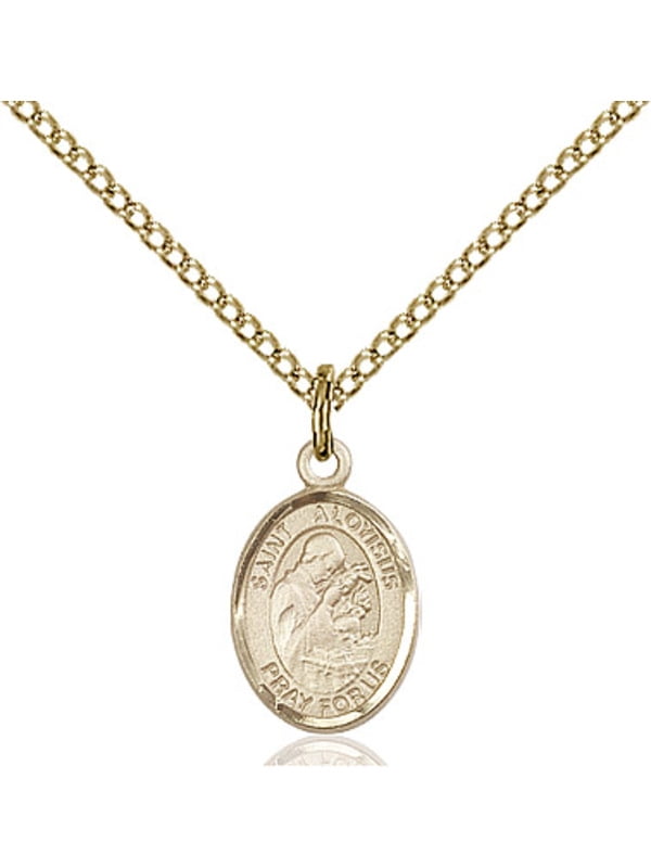 Bonyak Jewelry 18 Inch Rhodium Plated Necklace w// 6mm Blue December Birth Month Stone Beads and Saint Honorius of Amiens Charm