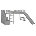 thumbnail image 3 of Generic Stairway Twin Size Loft Bed with Two Drawers and Slide,Gray, 3 of 9