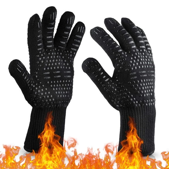 BBQ Gloves Heat Resistant Cooking Gloves,1472°F Heat Resistant Gloves for Grilling,Silicone Non-Slip Oven Mitts,Kitchen Gloves for Barbecue,Baking,Smorker (13 inch)