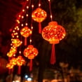 thumbnail image 4 of 10 LED de año nuevo chino, luces de linterna, luz de hadas, cortina colgante, rojo, con lámpara , para el festival de primavera, fiesta, boda, Sunnimix Luces de hadas, 4 of 8
