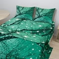 thumbnail image 2 of Ambesonne Tree Fitted & Top Sheet Set with Shams, Stars Bare Branches, Sea Green Dark Teal, 2 of 8