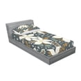 thumbnail image 3 of Ambesonne Floral Fitted Sheet & Pillow Sham Set, Poinsettia Blossoms Art, Full, White and Caramel, 3 of 3