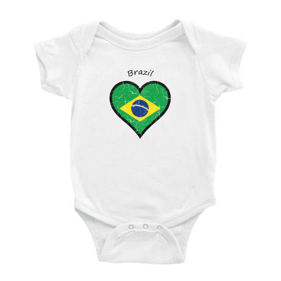 Brazil Flag Heart Love Cute Baby Clothing Bodysuits Boy Girl Clothes