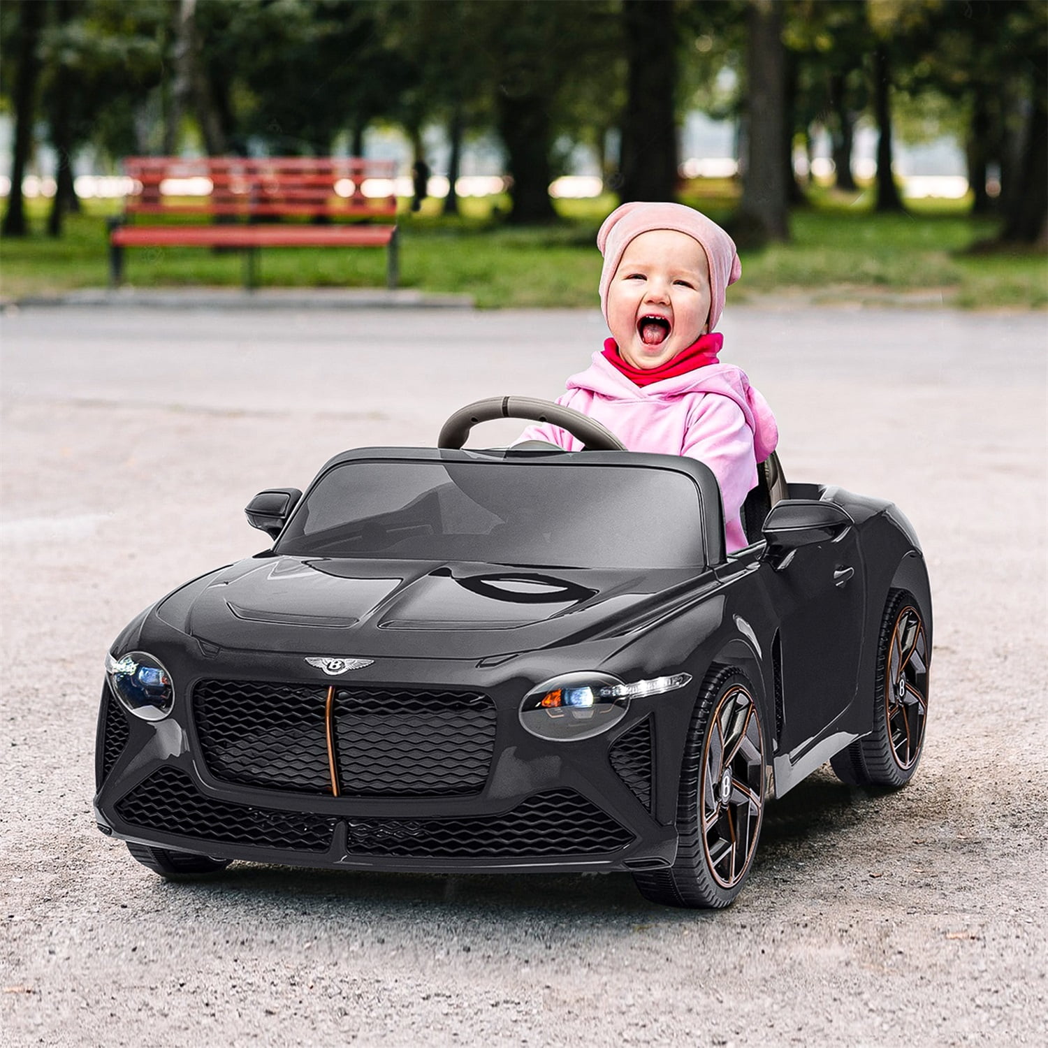 CIPACHO 12V Kids Electric Ride On Toy Cars with Parents Control, Sound System, Black