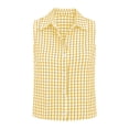 thumbnail image 7 of ClodeEU Women's Plaid Sleeveless Collared Button Blouse,Slim Fit Crop Top for Summer Yellow,Women's Plus XL, 7 of 7