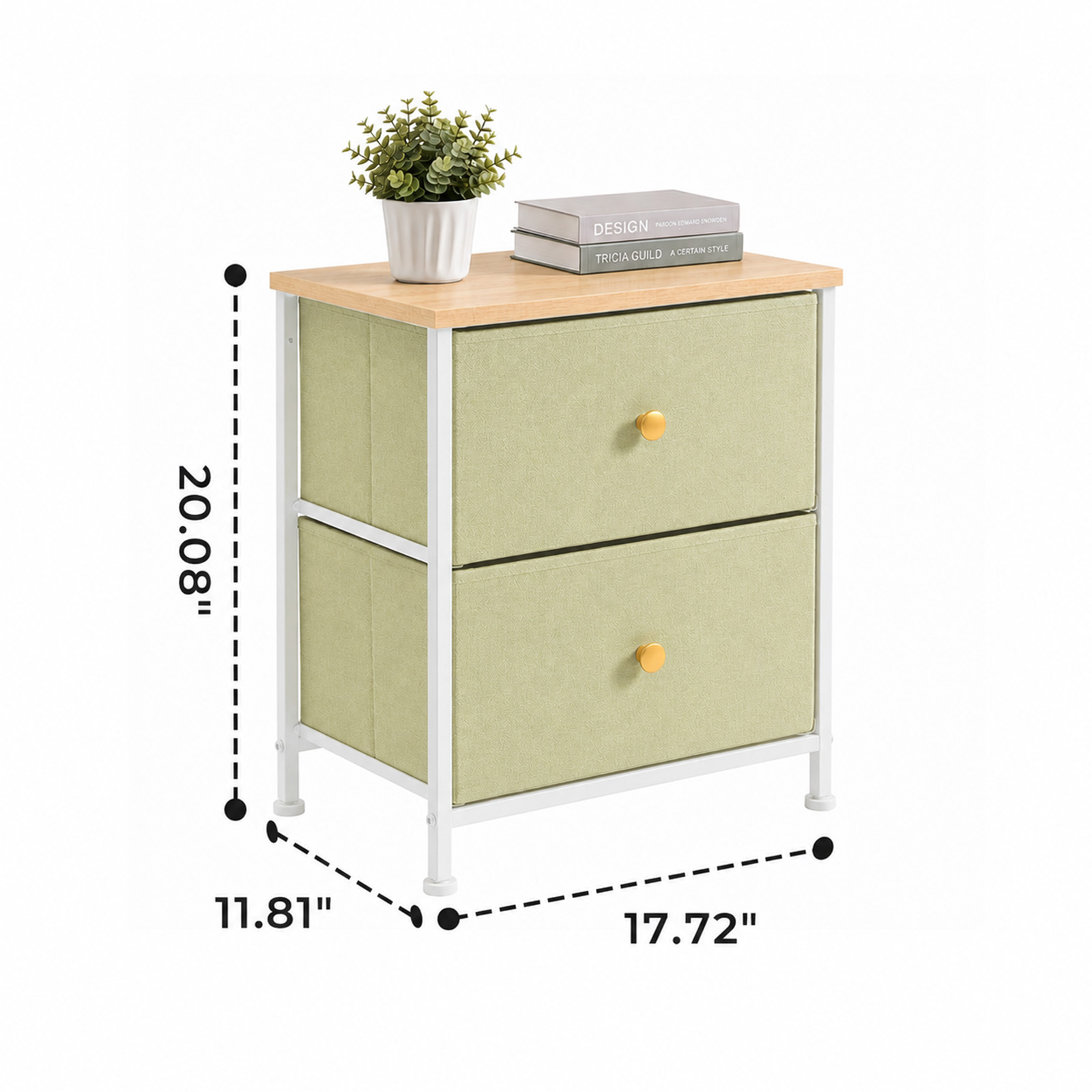 Alvantor Nightstand with 2 Storage Drawers, Small Bedside Table, Small Dresser with Sturdy Wooden Top for Daily Essentials, Compact Nightstand for Bedroom and Small Spaces