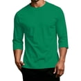 thumbnail image 6 of 3/4 Sleeve Shirt for Men Solid Color Crew Neck Baseball T-Shirts Casual Loose Fit Three Quarter Sleeve Tees Shirts Green L, 6 of 6
