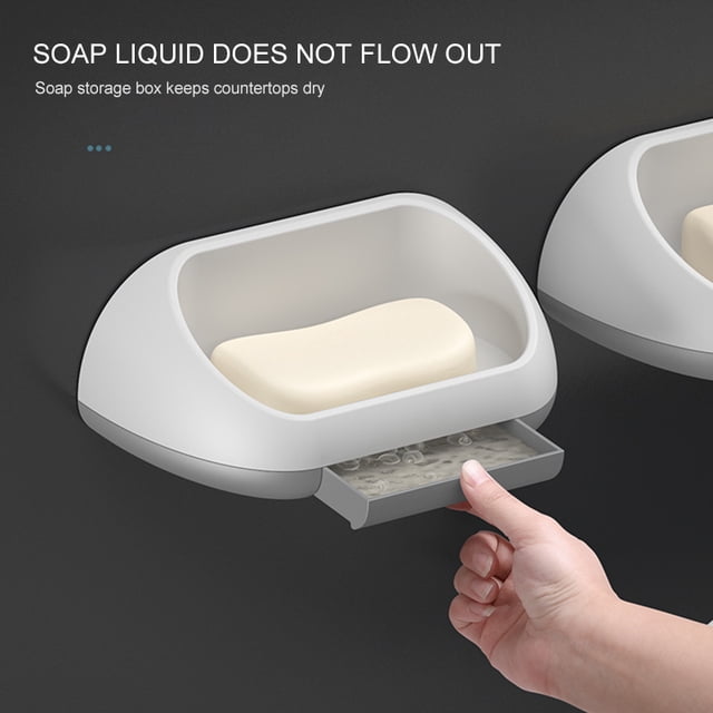 ruzhgo Soap Holder Bathroom Shower Soap Dishes Plastic Storage Space-saving Box Container With Drain Pan For Home Bathroom Accessories