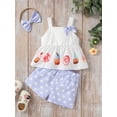 thumbnail image 2 of Wassery Baby Girls Clothes 6M 9M 12M 18M 24M 2T 3T Toddler Summer Casual Outfits Sleeveless Ice Cream Print Vest Tops + Dot Print Loose Shorts + Head Band, 2 of 8
