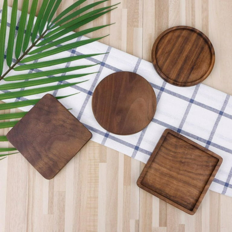 TINKER 3.46” Diameter Square Round Wooden Drink Coasters, Unfinished Wood  Circle Cup Coasters for Home Kitchen Office Desk 