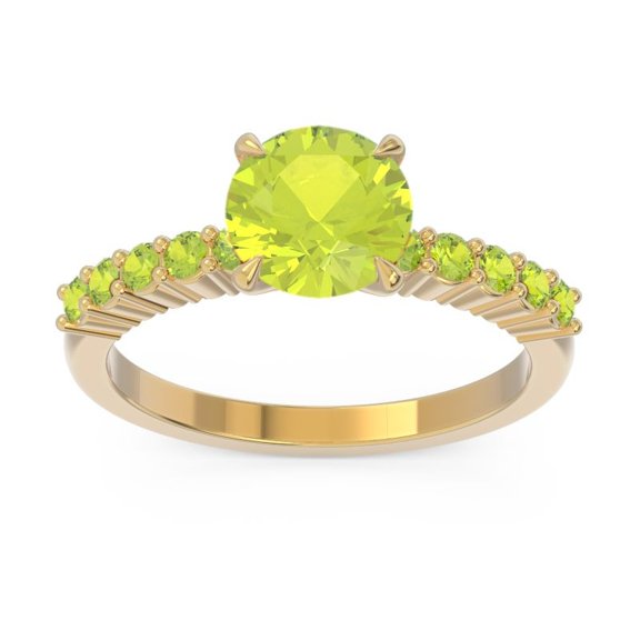 2.25 Carat Fine Round Cut Peridot Gemstone Proposal Ring for Women Solid 18K Yellow Gold Size 7 by Diamond-Capitals