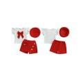 thumbnail image 2 of BemeyourBBs Toddler Baby Girl 2 Peice Skirts Set Cute Summer Fall Clothes Vintage Little Girls Short Sleeve 3D Bowknot T-Shirt Skorts Shorts Beret Hat, 2 of 9