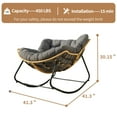 thumbnail image 4 of S-HOME Larger Outdoor Rocking Chair in Natural Rattan Wicker Style for Living Room, Patio, and Garden Comfort Seating,Black+ Gray, 4 of 15