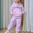thumbnail image 5 of NIEWTR 6-7 Years Toddler Baby Kids Girls Clothes 2-Piece Outfit Set Fall Winter Round Neck Long Sleeve Casual Top and Joggers Pants Unisex Loungewear Set A136-Purple, 5 of 7