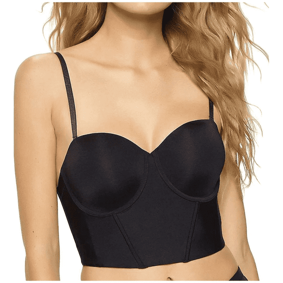FELINA Black Body Veil Low Back Strapless Longline Bra, US 36G, UK 36F, NWOT