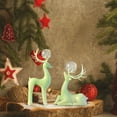 thumbnail image 2 of Christmas Reindeer Figurines - Resin Deer Statues for Home Décor, Xmas Tabletop Decor, Fireplace Mantel, Shelf & Cabinet Ornaments (Set of 2 Elk Sculptures), 2 of 9