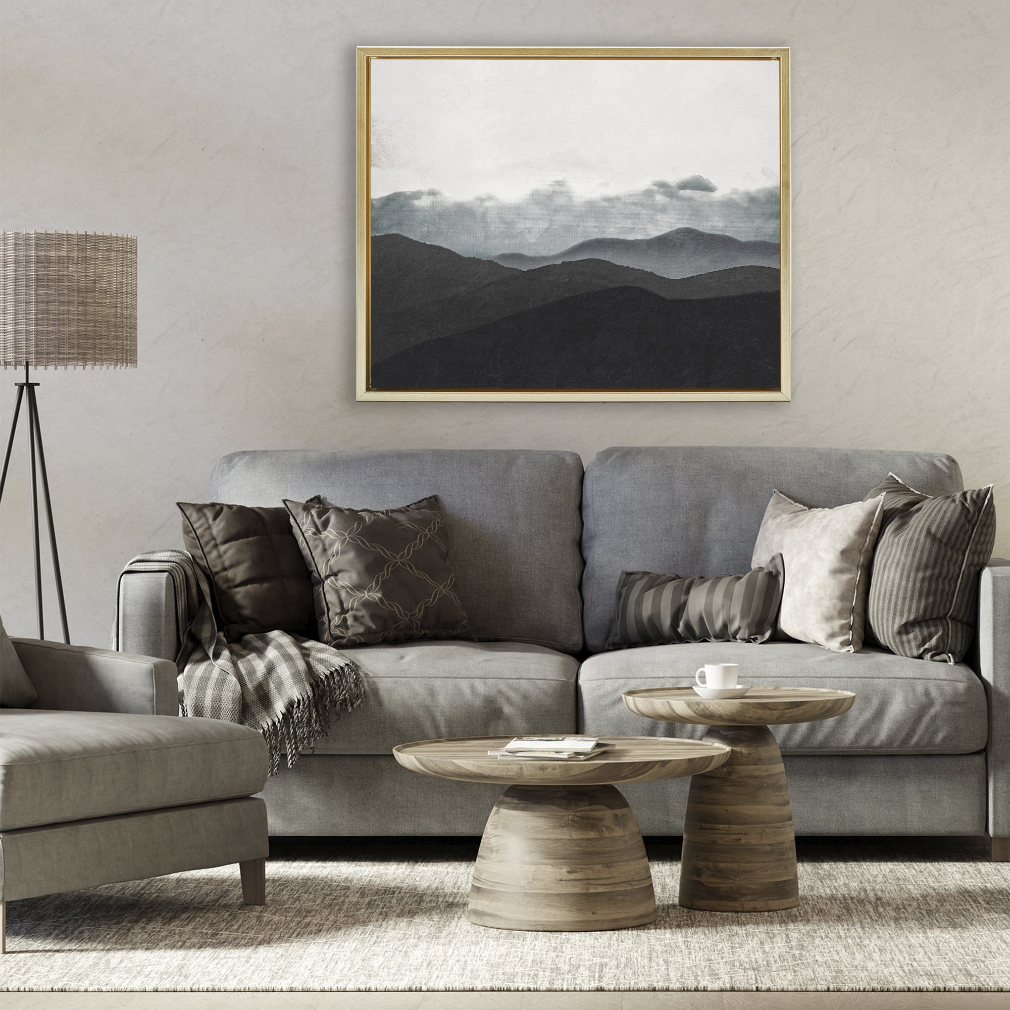 Stupell Industries Layered Foggy Hills Gold Framed Floater Canvas Wall Art, design by Elizabeth Medley
