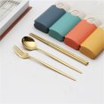 thumbnail image 1 of tumgatte Straw Tableware Set Stainless Steel Spoon Fork Chopsticks Straw Student Travel Portable Set Gift Tableware Summer Savings, 1 of 3