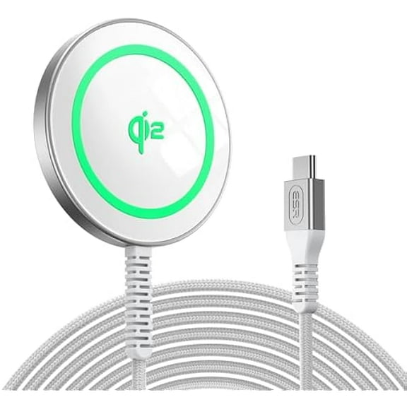 FU1999 for Qi2 Magsafe Charger, 15W Wireless Charger, Wireless Charging Pad for iPhone 15/14/13/12, AirPods 4/3/Pro/Pro 2, Galaxy S25, Strong Magnetic Charging Pad with Type-C Cable, Silver