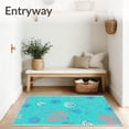 thumbnail image 3 of ODIKA 2'x3' Machine Washable Non-Slip Area Rug, Oceanic ABC Journey Featuring Marine Life and Seashell Motifs High Traffic Rug, Turquoise, 688919, 3 of 7