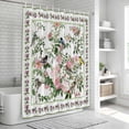 thumbnail image 6 of Pink Spring Floral Shower Curtain, Waterproof Shower Curtains for Bathroom, Elegant Pastoral Flowers Birds Watercolor Washable Fabric Bathtub Curtain Set Bath Decor with 12 Hooks Stall 36"x72", 6 of 8