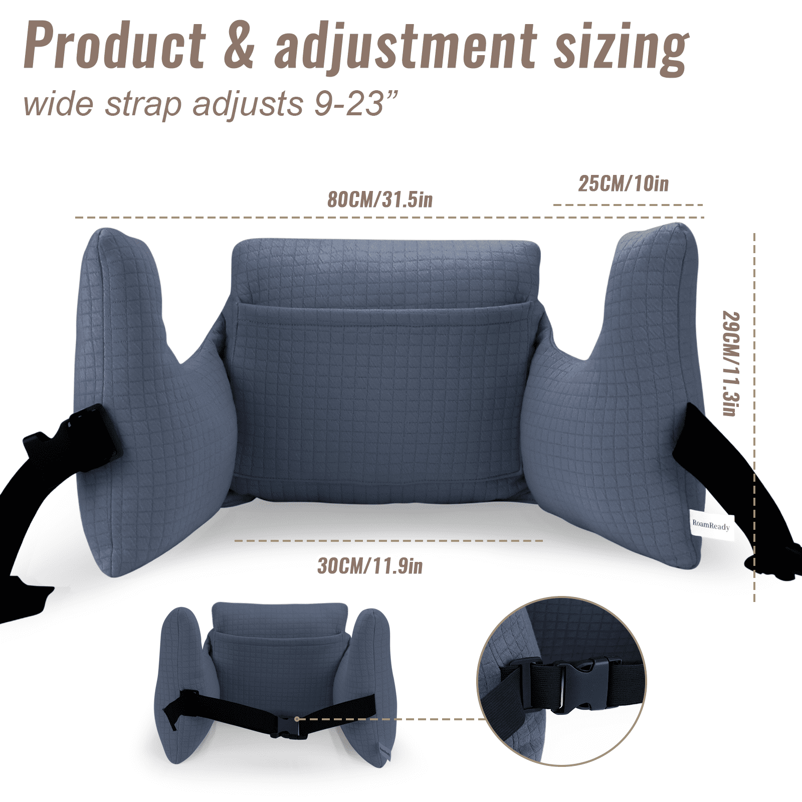 RoamReady Hysterectomy Recovery Pillow, Post Surgery Abdominal Cushion for C-Section Patients, Navy Blue