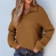 thumbnail image 4 of Womens Button V Neck Waffle Knit Sweatshirt Casual Long Sleeve Loose Henley Pullover Tops Lightweight Trendy Fall Outfits, 4 of 5