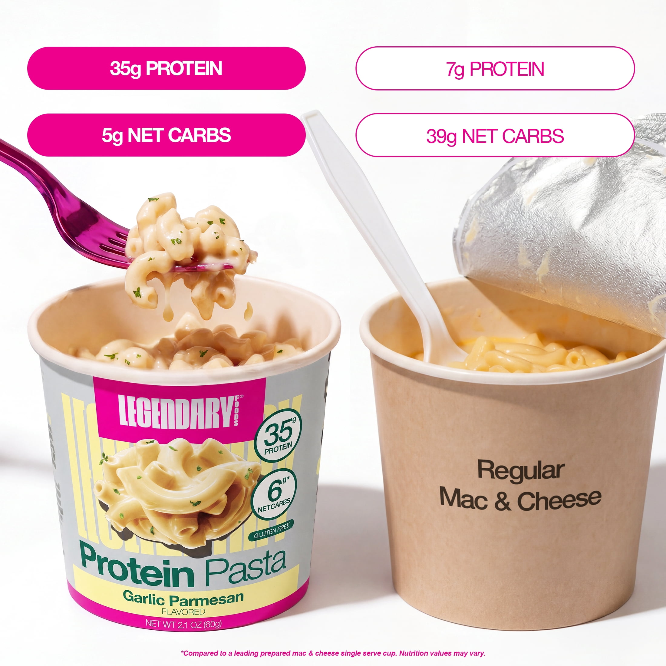 Legendary Foods Protein Pasta, Garlic Parmesan, 35g Protein, 1 Cup, Keto Friendly, Gluten Free