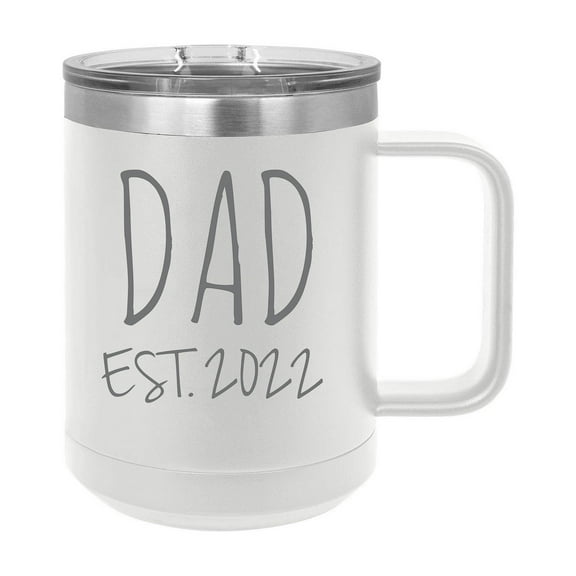 Dad Est. 2022 Established Stainless Steel Vacuum Insulated 15 Oz Engraved Double-Walled Travel Coffee Mug with Slider Lid