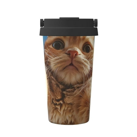 

KLL Playful Cat Fisheye View Pattern Stainless Steel Vacuum Insulated Tumbler - Carry Insulated Coffee Mug - Reusable Insulated Cold Brew Iced Coffee Cup Thermos
